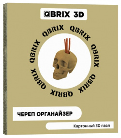 QBRIX Картонный 3D конструктор Череп органайзер MPL202695