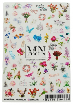 MIW NAILS Слайдер  для дизайна ногтей цветы бабочки MPL080680