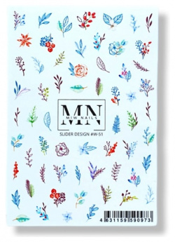 MIW NAILS Слайдер дизайн для ногтей цветы веточки MPL068199