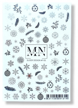 MIW NAILS Слайдер дизайн комбинированный с фольгой снежинки MPL068365