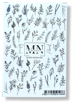MIW NAILS Слайдер дизайн для маникюра ногтей цветы ветки MPL068715