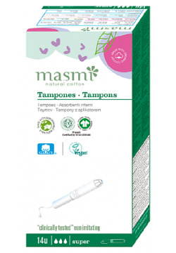 MASMI Гигиенические тампоны Super из органического хлопка с аппликатором 14 0 MPL070596