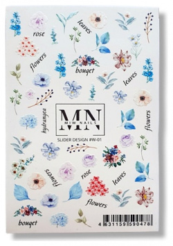MIW NAILS Слайдер дизайн для ногтей цветы MPL067998