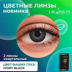OKVISION Цветные контактные линзы Fusion Ivory Black на 3 месяца MPL294463