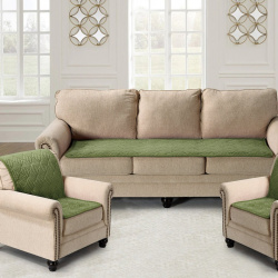 Чехлы для мебели и подушек KARTEKS kks893362 Комплект накидок на диван два кресла Квадрат цвет: зеленый (90х210 см  90х160 2 шт)