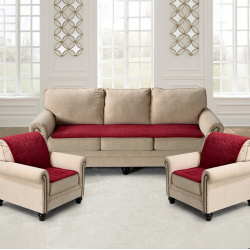Чехлы для мебели и подушек KARTEKS kks893347 Комплект накидок на диван два кресла Квадрат цвет: бордовый (70х210 см  70х150 2 шт)