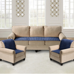 Чехлы для мебели и подушек KARTEKS kks893369 Комплект накидок на диван два кресла Соты цвет: синий (90х210 см  90х160 2 шт)