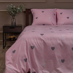 Комплекты постельного белья Amore Mio amm898149 Постельное белье Honey цвет: розовый  серый (2 сп)