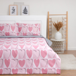 Комплекты постельного белья LoveLife ove908048 Постельное белье Hearts цвет: розовый  серый (евро)