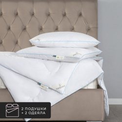Набор 2 одеяла + подушки Linen  льняное волокно в хлопковом тике (140х205 шт 50х70 шт) PRIME PRIVE prmp912583
