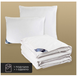 Набор 1 одеяло + подушка Шале  100% венгерский гусиный пух в хлопковом тике (200х210 70х70) CLASSIC by T clbt912203