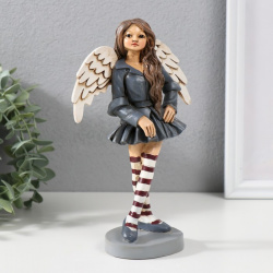 Сувенир Девочка ангел в сером платье и полосатых гетрах (12х7х20 см) Сима Ленд sil983295