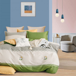 Комплекты постельного белья Примавера prim979639 Постельное белье Diamanda цвет: бежевый  зеленый (евро)