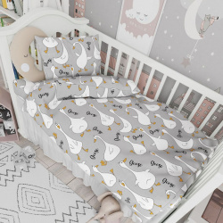 детское постельное белье Valtery valt962380 Гуси цвет: серый (для новорожденных)