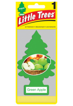 ароматизатор подвесной  картон ёлочка Зелёное яблоко (Green Apple)\ LITTLE TREES U1P 10316 RUSS