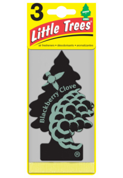 ароматизатор подвесной  картон ёлочка Ежевика с гвоздикой (Blackberry Clove)\ LITTLE TREES U1P 17343 RUSS