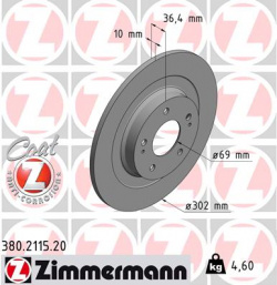 Тормозной диск ZIMMERMANN 380 2115 20 полный задний мост 