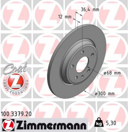 Тормозной диск ZIMMERMANN 100 3379 20 полный задний мост 