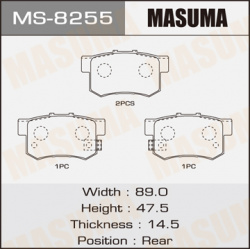 колодки дисковые задн  \ Honda Prelude 2 0i 3i & 4WD 92 96 MASUMA MS 8255