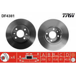 Тормозной диск TRW DF4381 полный передний мост 