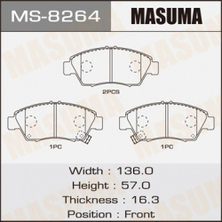 колодки дисковые передние \ Honda Civic 1 4/1 6 & VT i VTEC 91 01/CRX 92 98 MASUMA MS8264 