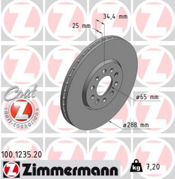 Тормозной диск ZIMMERMANN 100 1235 20 вентилируемый передний мост 