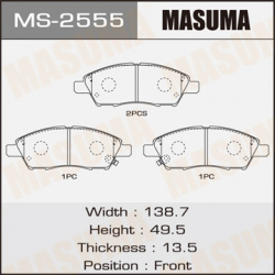 колодки дисковые  передние с датчиком\ Nissan Tiida 1 6/1 8/1 5DCi 09 07> MASUMA MS 2555
