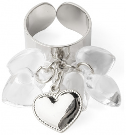Aqua Серебристое кольцо с подвесками сердечками 23376