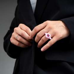 de formee Розовое кольцо из полимерной глины с розовым стразом 27061