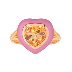 Moonka Позолоченное кольцо из серебра с цитрином и розовой эмалью 34399