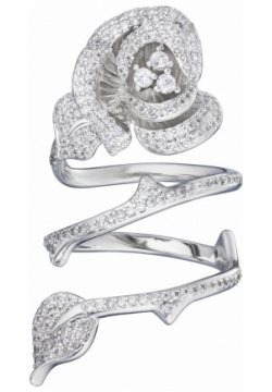 Caviar Jewellery Серебристое кольцо роза SECRET GARDEN 51959