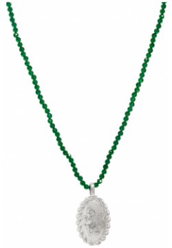 Serebriciti Jewelry Колье из зеленого кварца с серебристой подвеской 90513