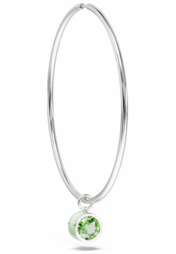 Jewlia Моносерьга круг из серебра с подвесным элементом зеленым хризолитом и эмалью 93544