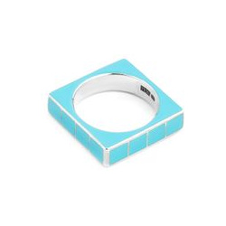 SHAMELESS Голубое квадратное кольцо из серебра с эмалью 92194
