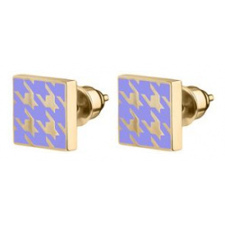 LUTA Jewelry Покрытые лимонным золотом серебряные пусеты с узором «гусиная лапка» из лавандовой эмали 101337