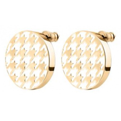 LUTA Jewelry Покрытые лимонным золотом серебряные серьги с узором «гусиная лапка» из белой эмали 103973
