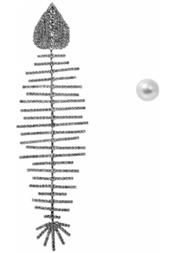 Herald Percy Асимметричные серьги рыбка из кристаллов с жемчужной пуссетой 43918