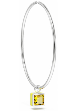 Jewlia Моносерьга круг с подвесным элементом желтым цитрином и эмалью 93530