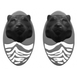 OXIOMA Серебристые полосатые клипсы с черными тиграми из фарфора 101850