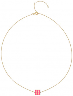 LUTA Jewelry Покрытое лимонным золотом двустороннее колье из серебра с узором "гусиная лапка" розовой и черной эмали 102263