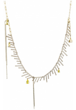 Caviar Jewellery Позолоченное колье с цепочками и лимонными фианитами 102348