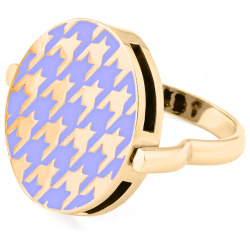 LUTA Jewelry Покрытое лимонным золотом двухстороннее серебряное кольцо подвеска «гусиная лапка» из лавандовой и белой эмали 103820
