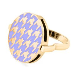 LUTA Jewelry Покрытое лимонным золотом двухстороннее серебряное кольцо подвеска «гусиная лапка» из лавандовой и белой эмали 103820