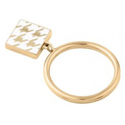 LUTA Jewelry Покрытое лимонным золотом серебряное подвижное кольцо с узором «гусиная лапка» из лавандовой и белой эмали 106196