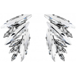 Ellen Conde Серебристые массивные серьги в форме крыльев с крупными удлигненными кристалами 39682