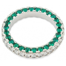 Herald Percy Серебристое кольцо с белыми и зелеными кристаллами 115834