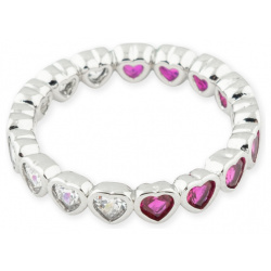 Herald Percy Серебристое кольцо из сердец с белыми и розовыми кристаллами 116392