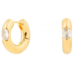 Herald Percy Золотистые дутые серьги кольца с овальными кристаллами 93805