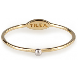 Tilda Тонкое кольцо из желтого золота с белым шариком 8707