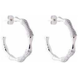 Herald Percy Серебристые фактурные серьги кольца с кристаллами 74503